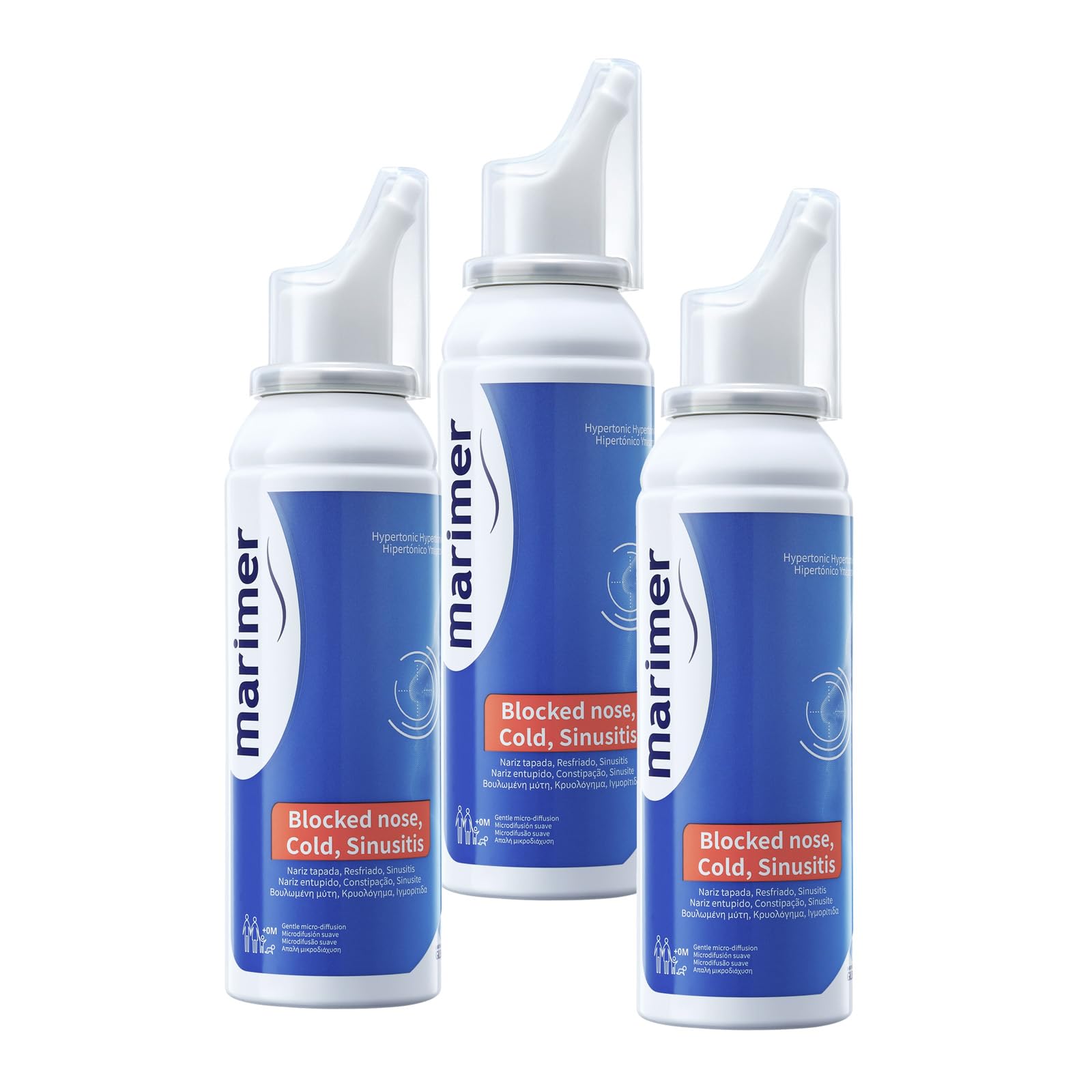 Marimer Hypertonic Saline Nasal Spray All Natural Seawater (3 Packs),Sinus Rinse & Sinus Allergy Symptom Reliever 3.38 FL OZ (10
