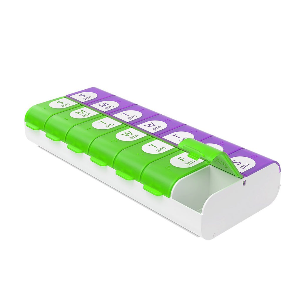 EZY DOSE Weekly (7-Day) Pill Case, Medicine Planner, Vitamin Organizer Box, Daily Planner, 2 Times a Day, AM PM, Large Compartme