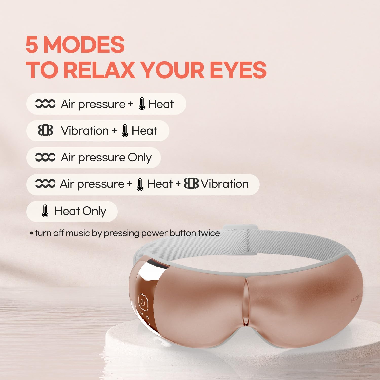 HubiCare Eye Massager with Heat, Vibration, and Music Helps Relieve Strain, Dark Circles, Dryness, and for Migraine Relief Relax