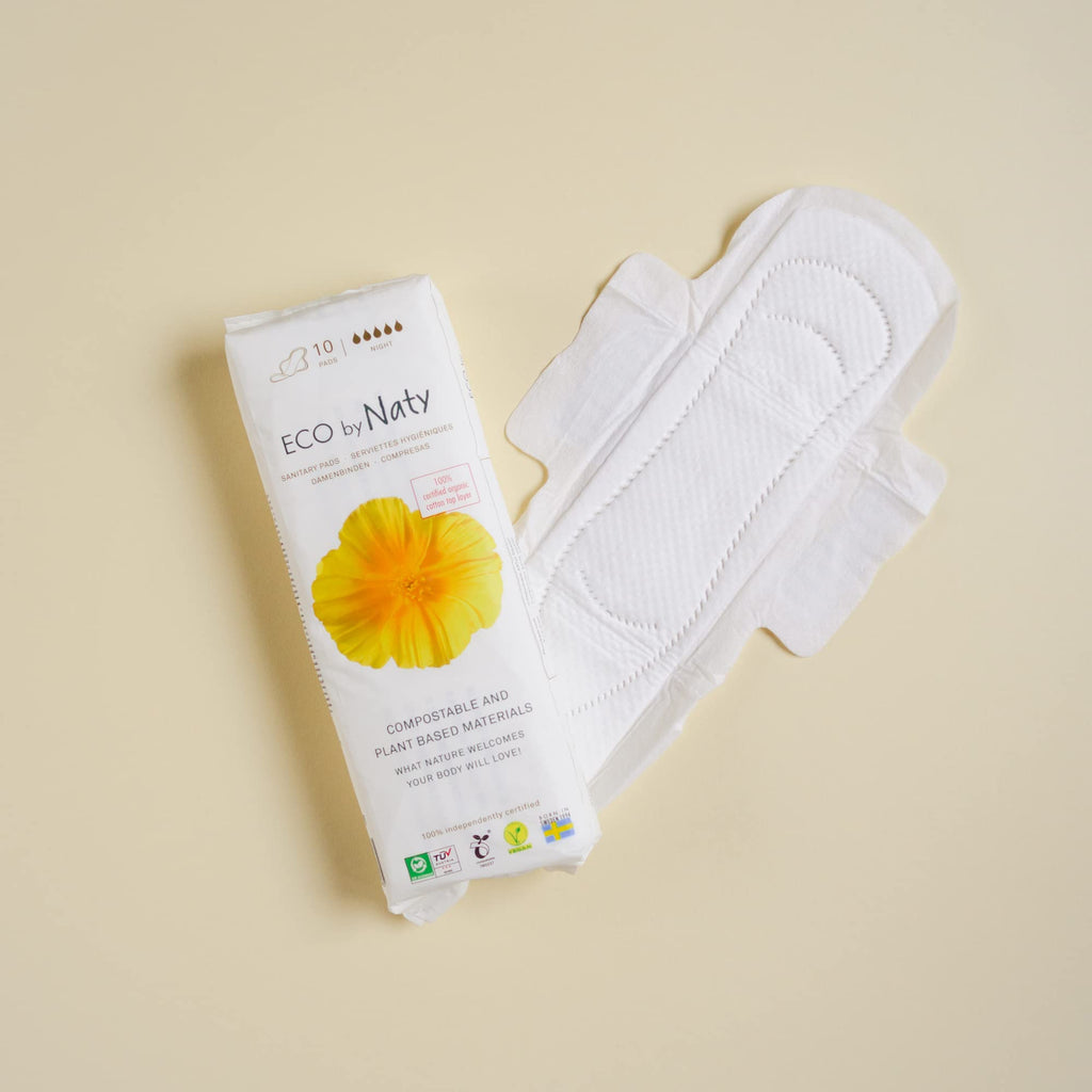 Eco by Naty Sanitary Pads Super - Plantbased and Absorbent Sanitary Pads for Women, Organic Cotton Menstrual Product, Better for