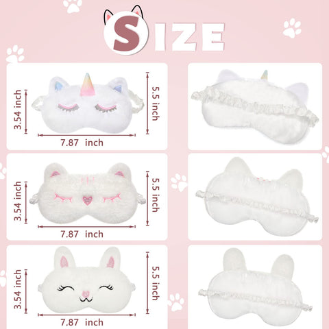 6 Pcs Kids Sleep Mask Cute Unicorn Animal Sleeping Eye Cover Funny Soft Plush Blindfold Eyeshade for Women Girls Kids Plane Trav