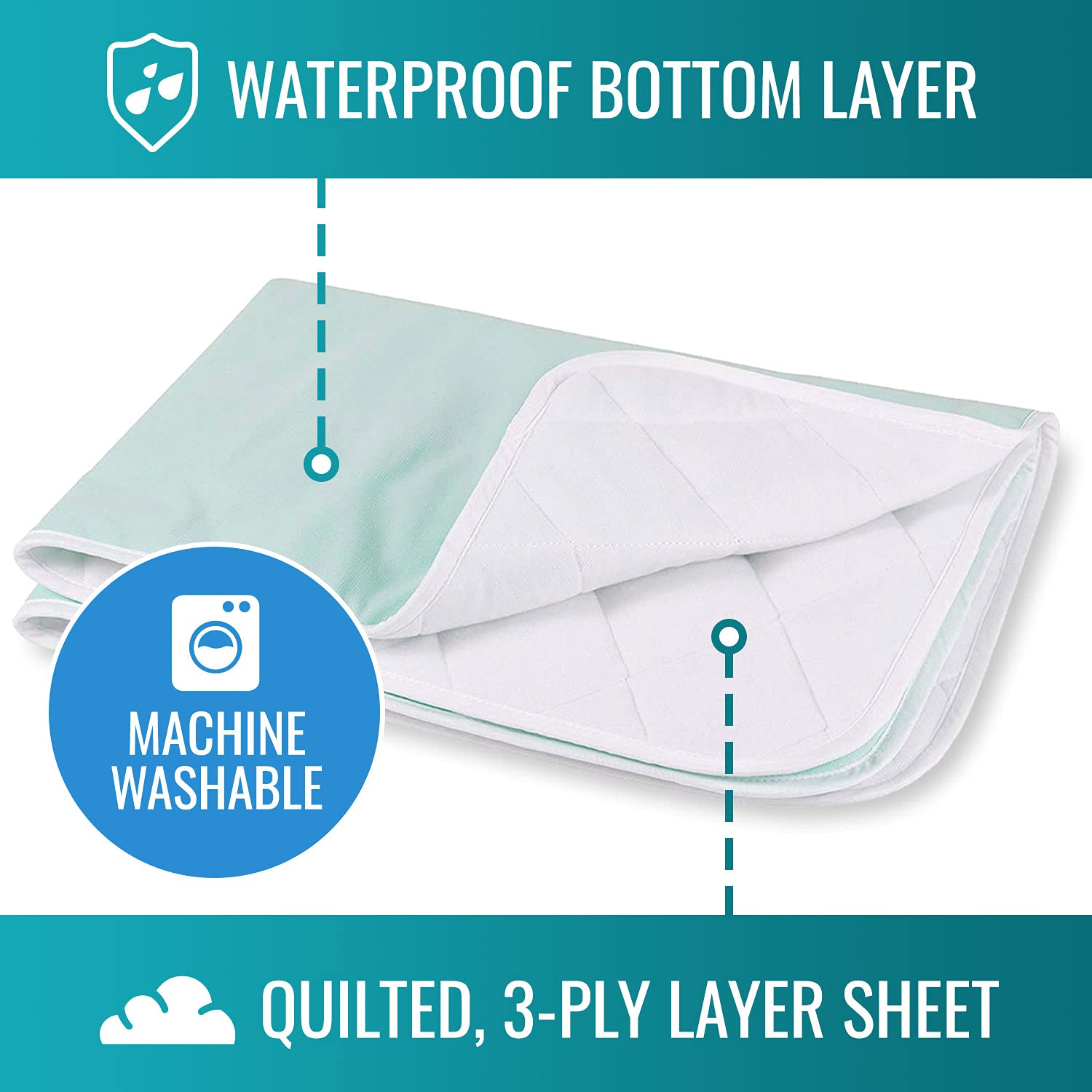 DMI Waterproof Sheet to be Used as a Bed Pad,Bed Liner,Mattress Protector,Pee Pad,FSA and HSA Eligible,Furniture Cover with Quil