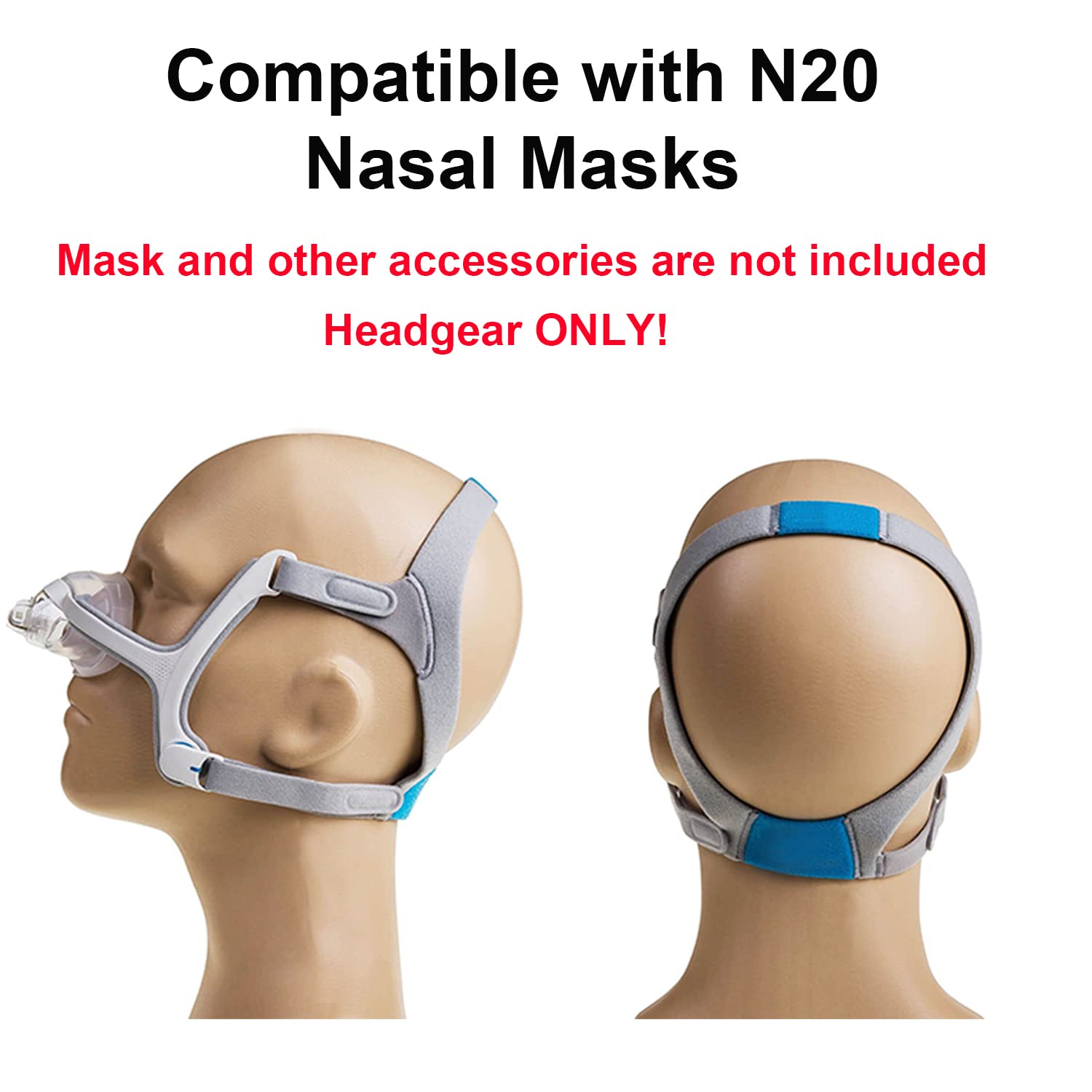 LALASTAR 2-Pack Replacement Headgear Strap for N20 Nasal Pillow CPAP Mask, CPAP Headgear Compatible with N20, Adjustable Headban