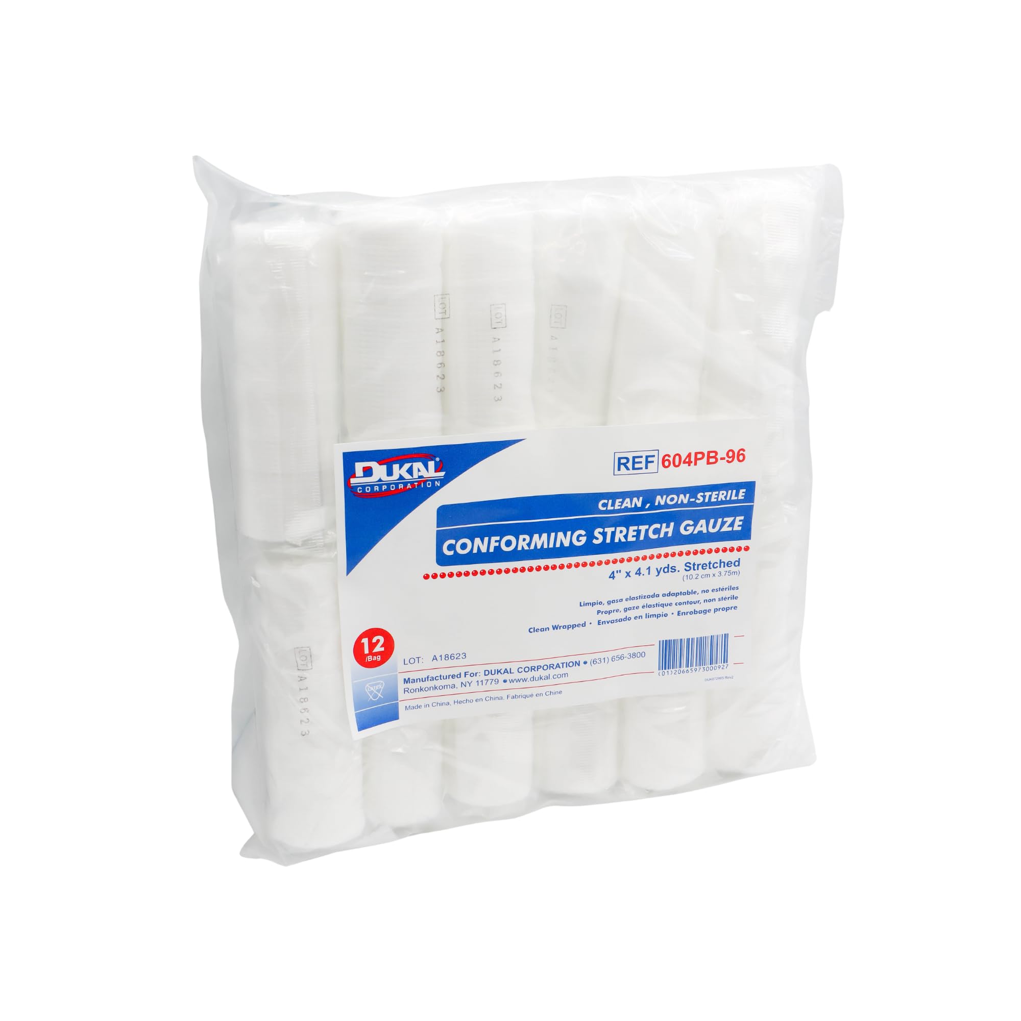 Case of Conforming Stretch Gauze, 96 Clean Wrapped Rolls, 4x4.1yds By Dukal
