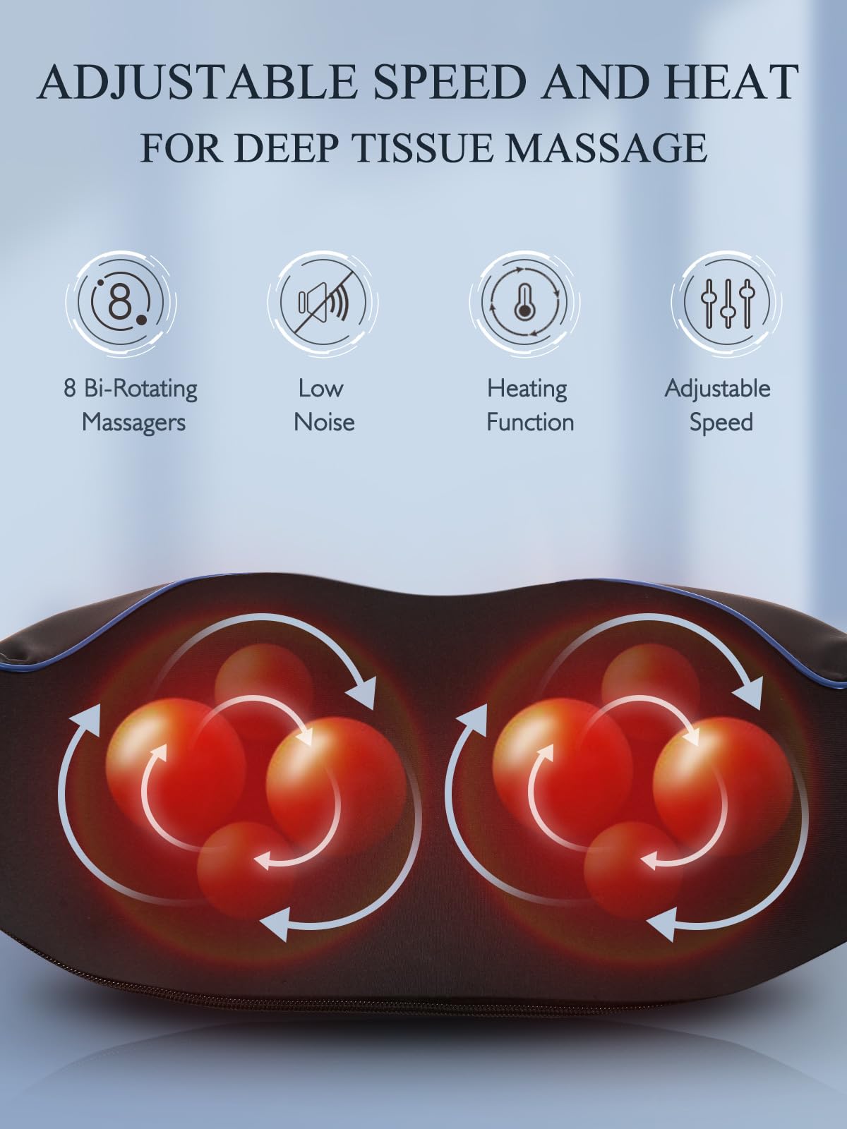 Back Neck Shoulder Massager with Heat, Shiatsu Electric Deep Tissue 3D Kneading Massagers for Relief on Waist, Leg, Calf, Foot F