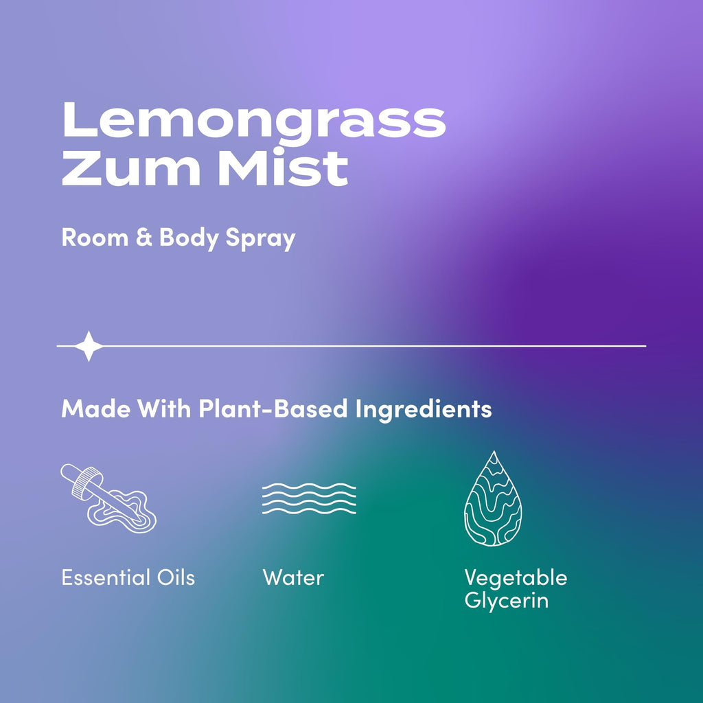 Zum Indigo Wild Mist Room & Body Spray - Aromatherapy Essential Oil Spray - Natural Body Mist & Room Spray - Lemongrass Scent -