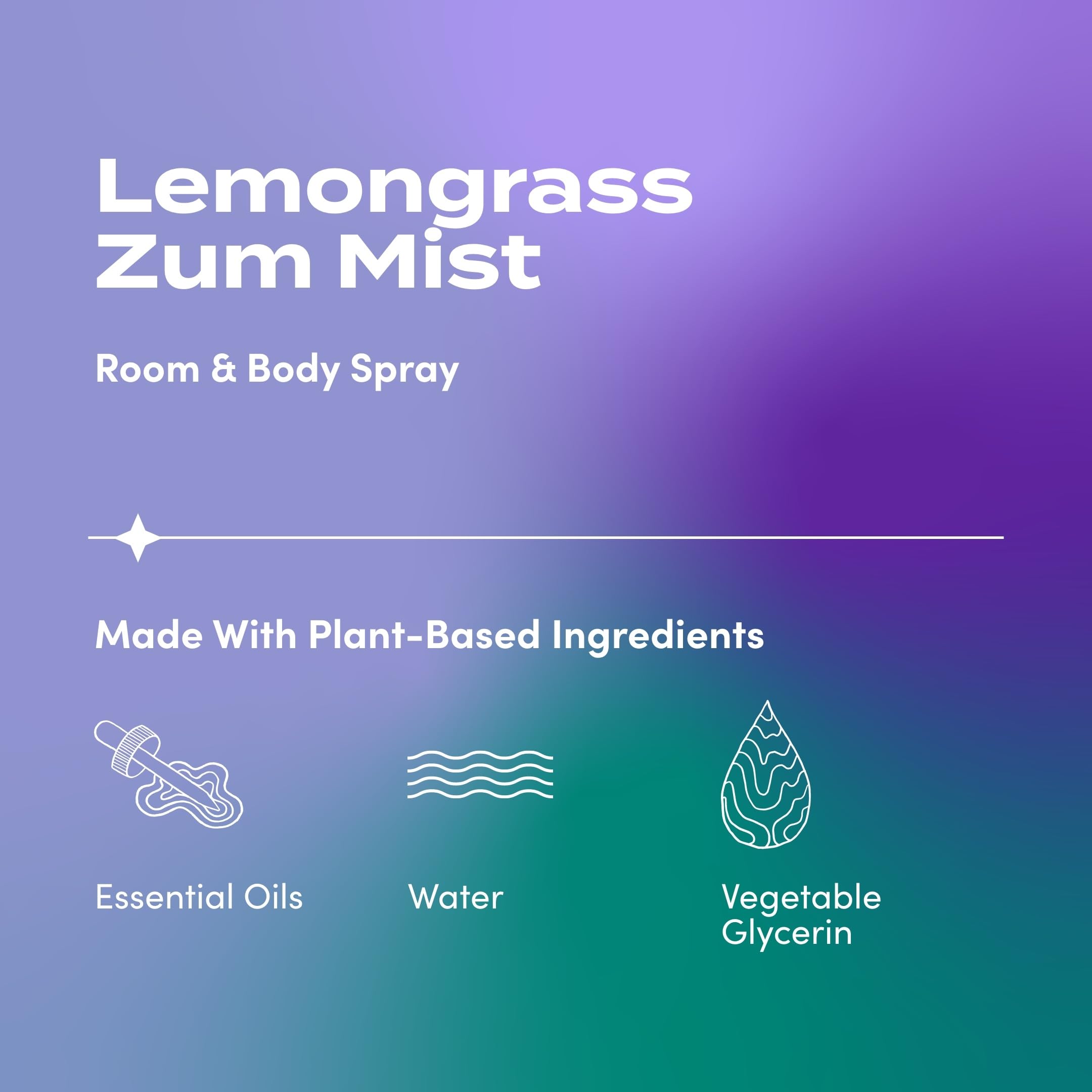 Zum Indigo Wild Mist Room & Body Spray - Aromatherapy Essential Oil Spray - Natural Body Mist & Room Spray - Lemongrass Scent -