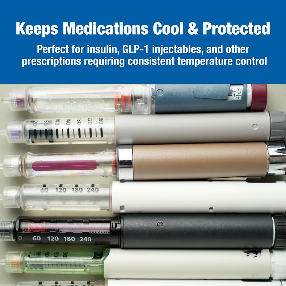 CHILLZ Rx Insulated Insulin Travel Case TSA Approved - Medicine Travel Cooler for Insulin Pens, Diabetic Supply Bag with 2 Reusa