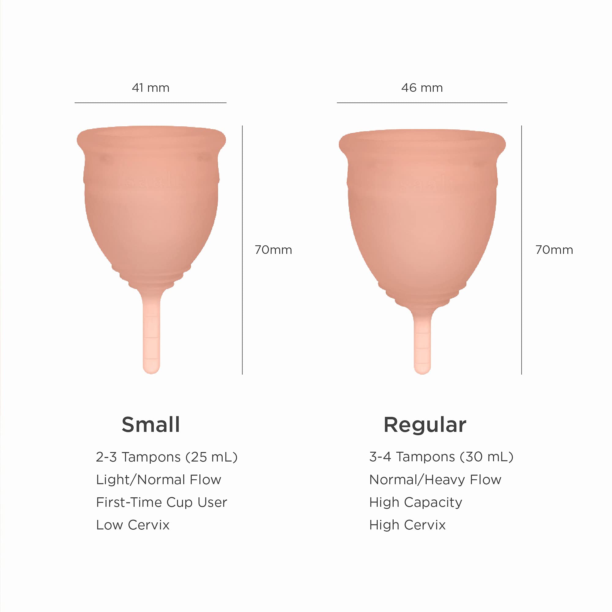 Saalt Soft Menstrual Cup - Best Sensitive Reusable Period Cup - Wear for 12 Hours - Tampon and Pad Alternative (Regular (Pack of