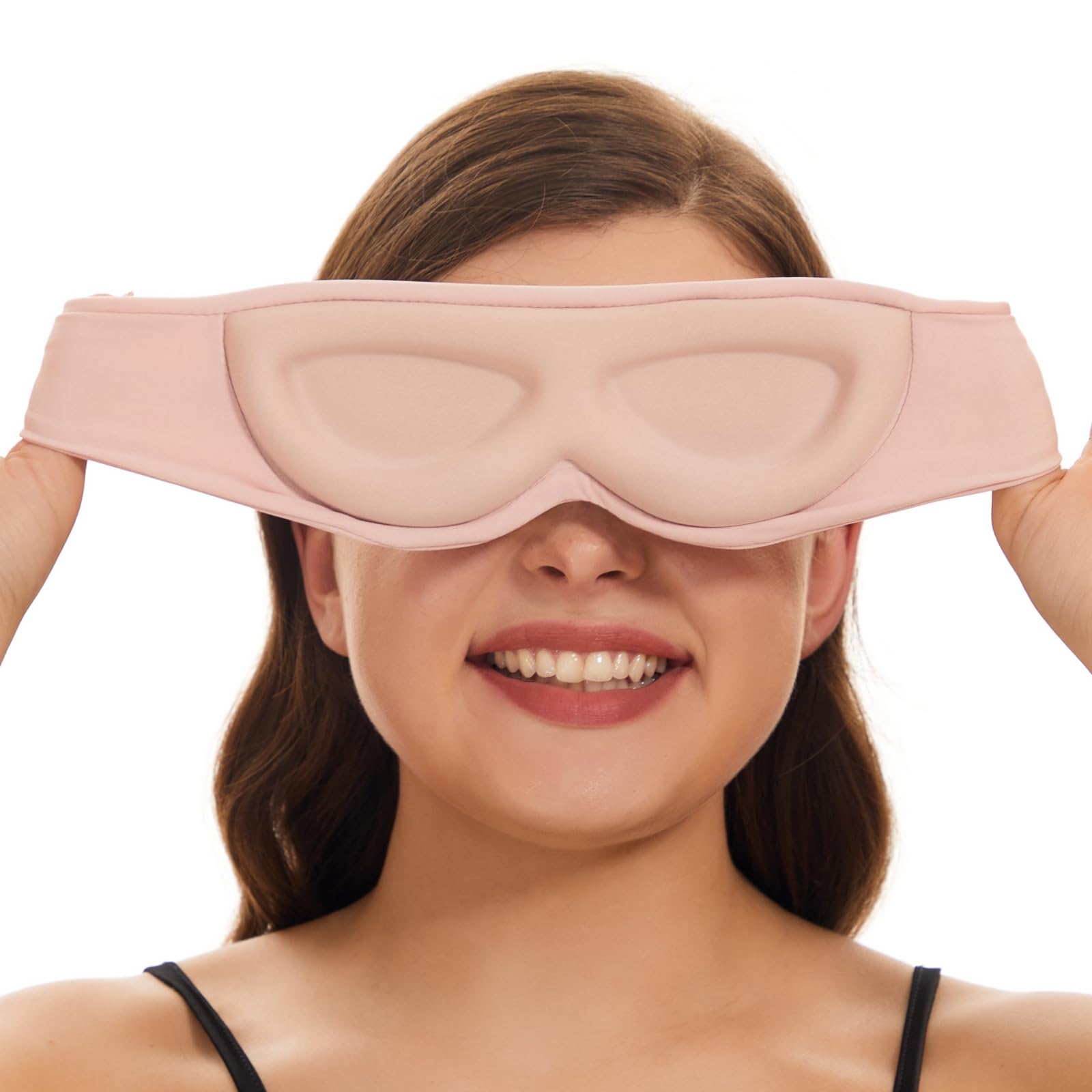 ALASKA BEAR Sleep Mask Side Sleepers Headband Design, Soft Eye Shades for Men and Women 100% Blackout Mask Extra-Plush, Pink