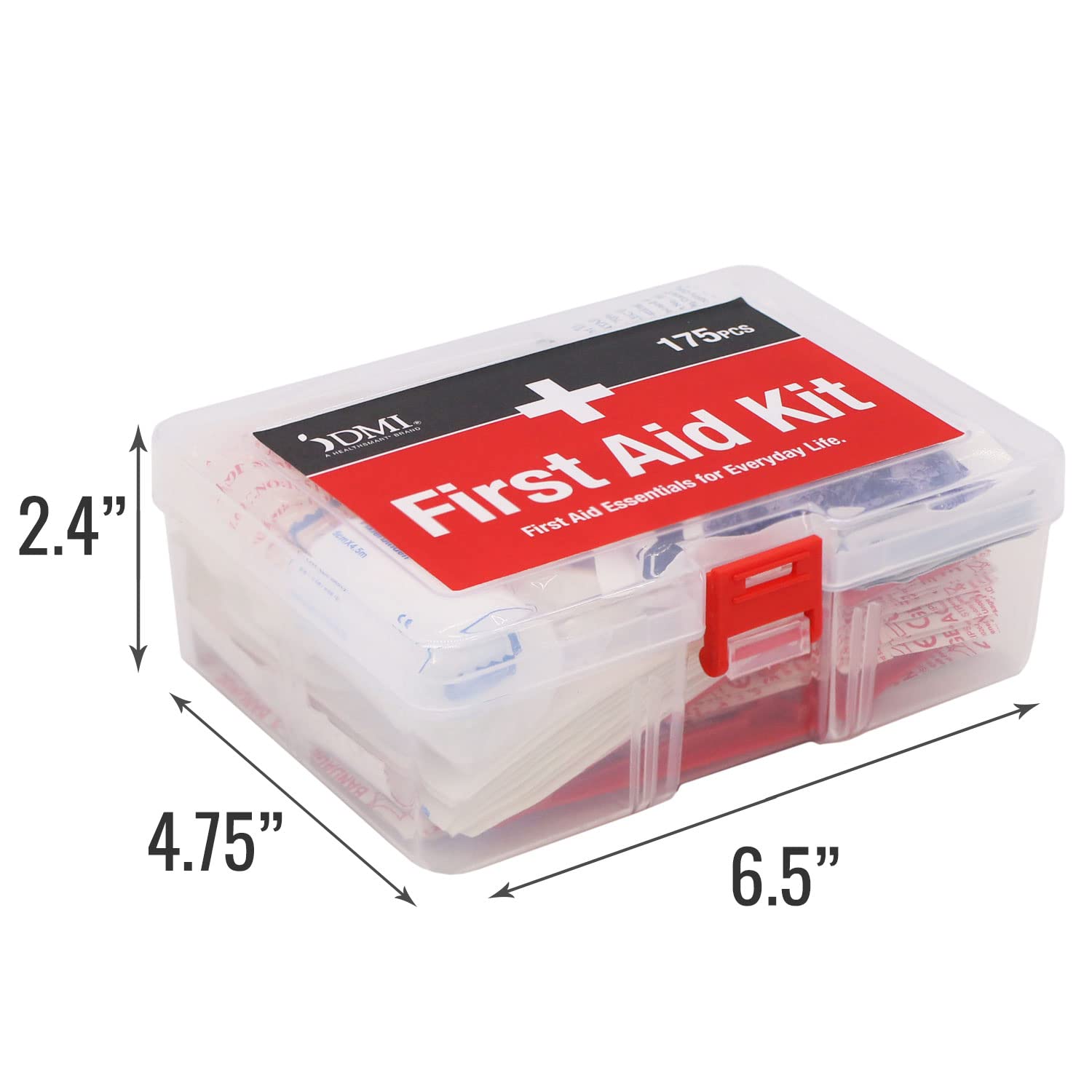 DMI 175-Piece First Aid Kit for Minor Injuries, Cuts and Scrapes, All-Purpose, Portable and Convenient, Includes Bandages, Injur
