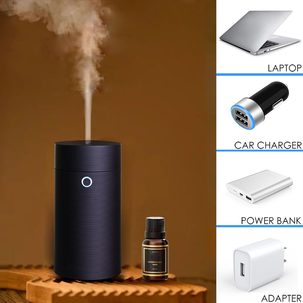 Car Diffuser for Essential Oils, Car Air Fresheners Fragrance Humidifiers, USB Powered Portable Cool Mist Ultrasonic Humidifiers