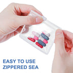 Meanplan 26 Pcs Pill Pouches Reusable Clear Zippered Pill Bag, Transparent PVC Toiletry Carry Pouch, 180 Pcs Waterproof Labels S