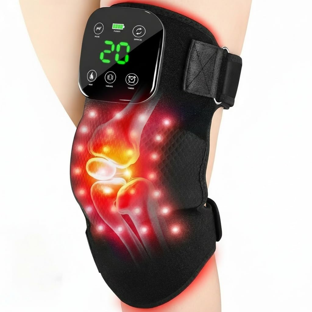 Solun Red Light Therapy Knee Brace with Heated & Vibration Massager  660nm/850nm Near Infrared Light Therapy Device for Women M