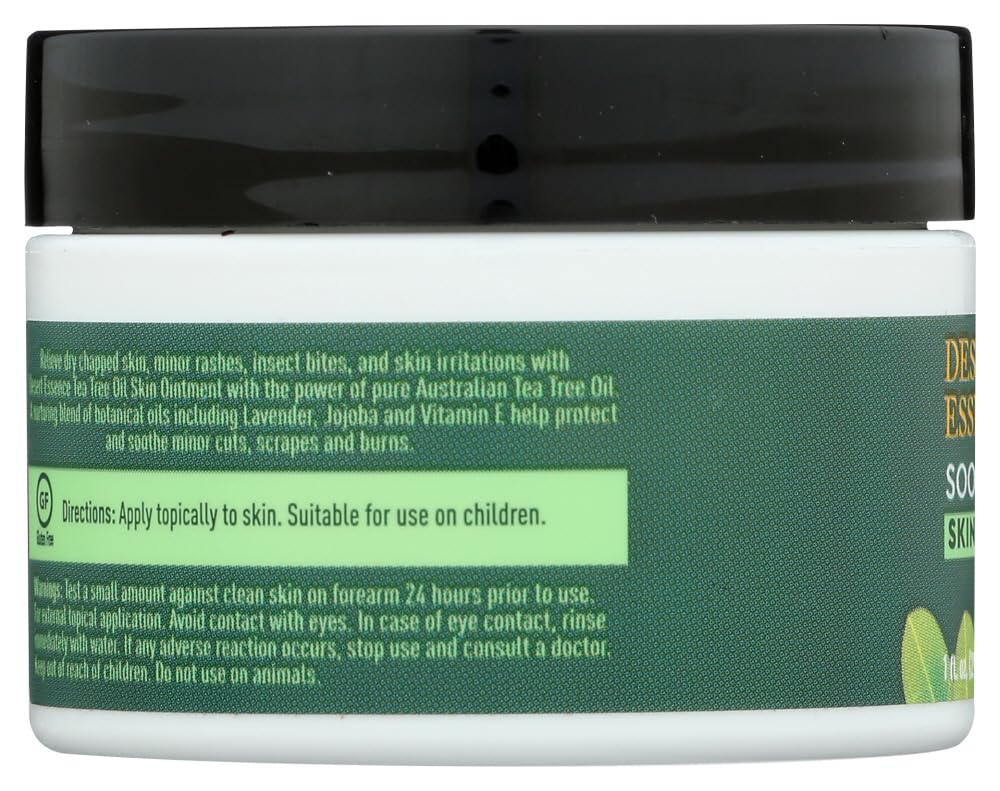 Desert Essence Tea Tree Oil Skin Ointment - 1 Fl Ounce - Pack of 2 - Jojoba & Lavender Essential Oils - Vitamin E - Sweet Almond
