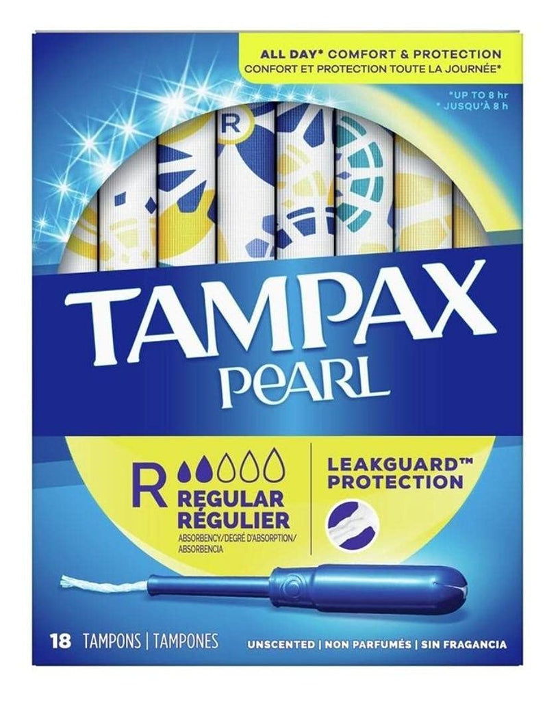 Tampax Pearl Regular Absorbency Tampons with Plastic Applicator, Unscented, 18 Count (Pack of 1)