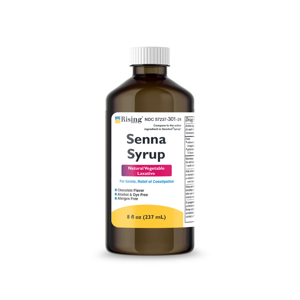 Rising Health Natural Vegetable Laxative - Senna Sennosides Syrup 8.8mg/5ml - Constipation Relief - Chocolate Flavor - Compared 