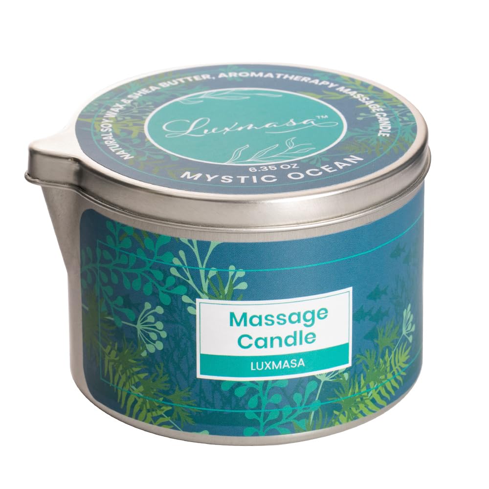 LUXMASA Soy Wax Scented Massage Oil Candles for Couples - Warm Body Oil Candle for Therapy -Low Temp Skin Moisturizing Lotion Ca