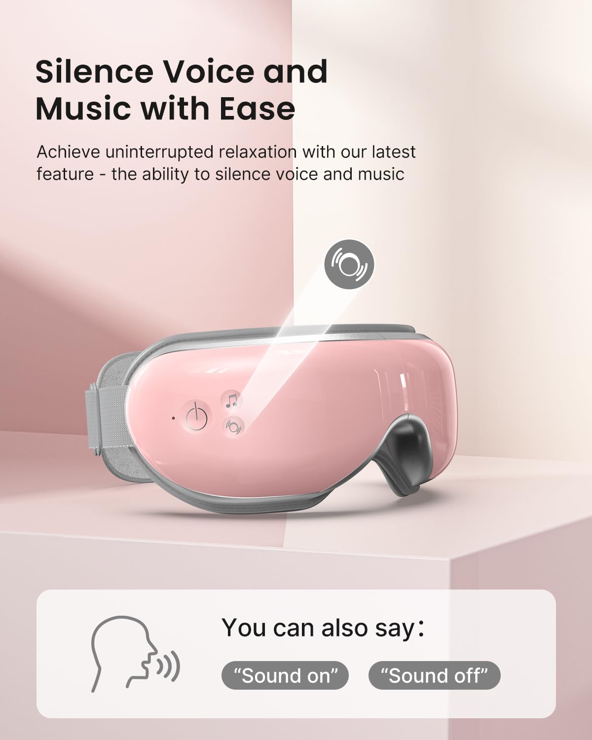 RENPHO Eyeris 1V - Voice Controlled Eye Massager for Migraines, Bluetooth Music Heated Eye Care Machine, Relax & Reduce Eye Stra