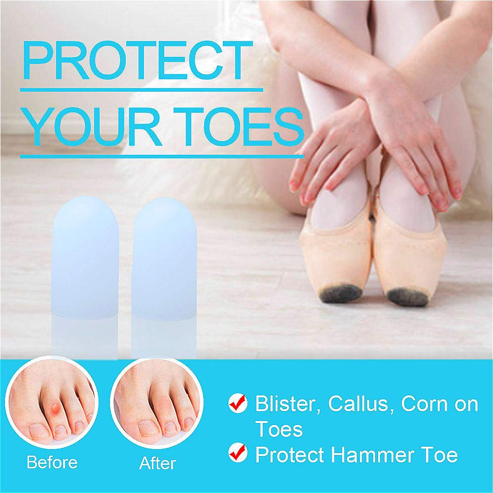 Povihome 10 Pack Toe Caps, Toe Sleeves, Toe Protectors - for Middle Toe Blisters, Corns, Injured Toenails and Hammer Toe Protect