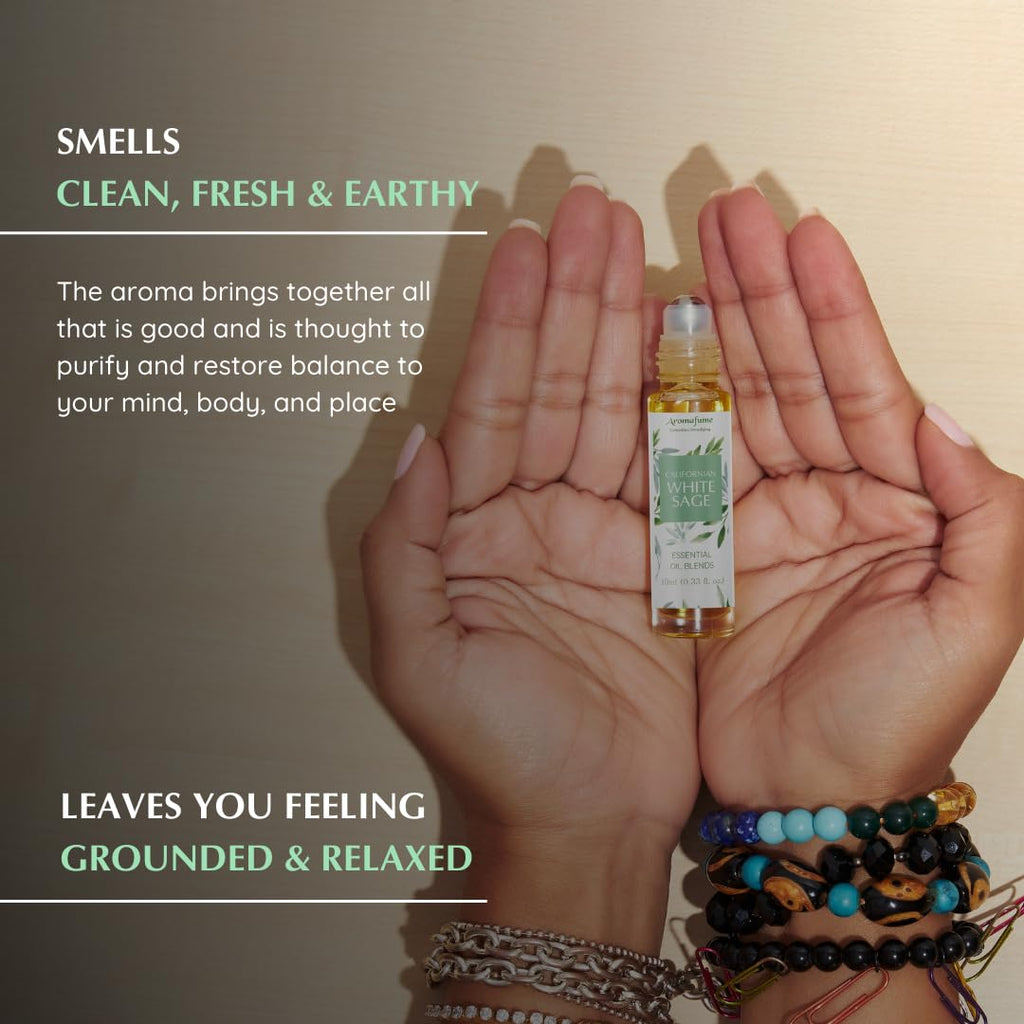 Californian White Sage Essential Oil Roll-On Blend by Aromafume | 10ml/0.33 fl oz | Aromatherapy Oil for Cleansing Negative Ener