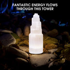 Himalayan Glow WBM Selenite Tower Skyscraper 10cm, Natural Home Decoration & Meditation Crystal Stone-3 PCS Lamp, (Pack of 3), W