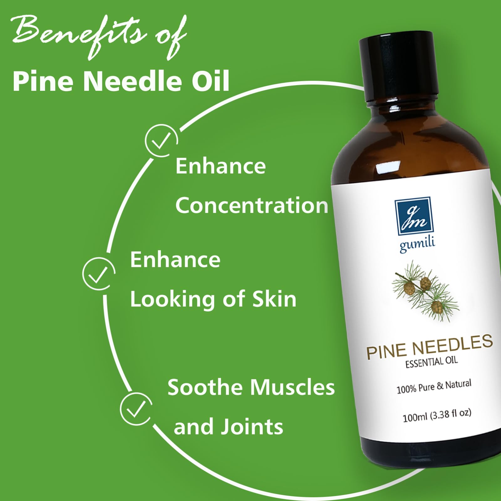 GM Gumili Pine Needle Essential Oil for Diffuser Home Cleaning Christmas - 100ml