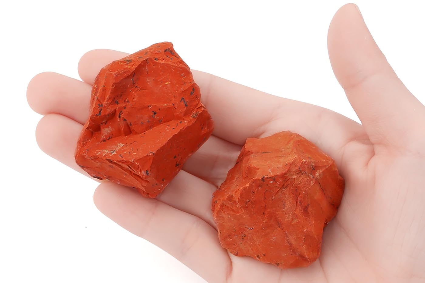 NUKAYAI 2Pcs Red Jasper 1.8-2.2 Large Healing Crystals Stones Natural Raw Rock Rough Crystals Rocks Red Jasper Stone for Wrappin