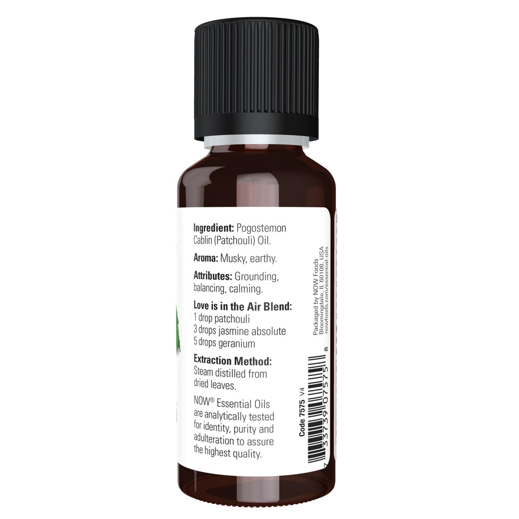 NOW Essential Oils, Patchouli Oil, Earthy Aromatherapy Scent, Steam Distilled, 100% Pure, Vegan, Child Resistant Cap, 1-Ounce