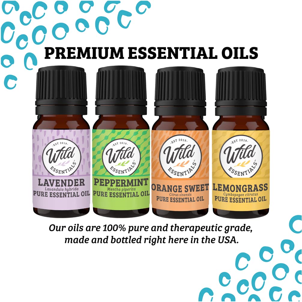 Wild Essentials Wrought Iron Necklace Essential Oil Diffuser Kit With Lavender, Lemongrass, Peppermint, Orange Oils, 12 Refill P