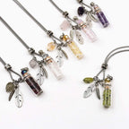 CoolDIY Aromatherapy Essential Oil Diffuser Necklace Locket Pendant Stainless Steel Perfume Necklace Crystal stone Glass vial Ne