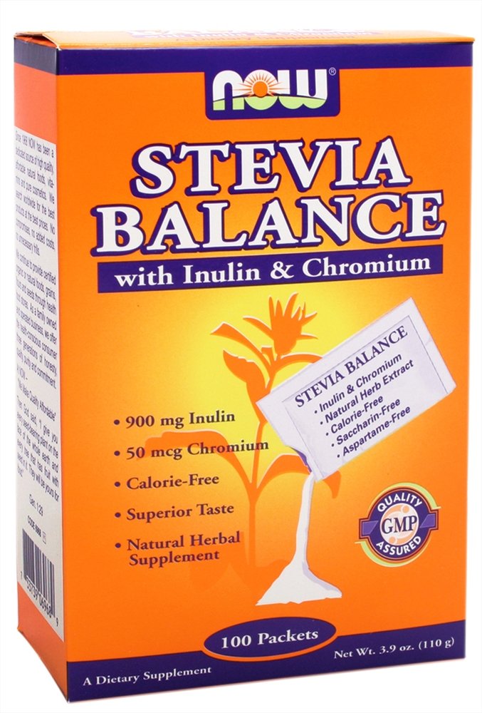 Now Foods Stevia Balance with Inulin and Chromium, 100-Packets (Pack of 2)