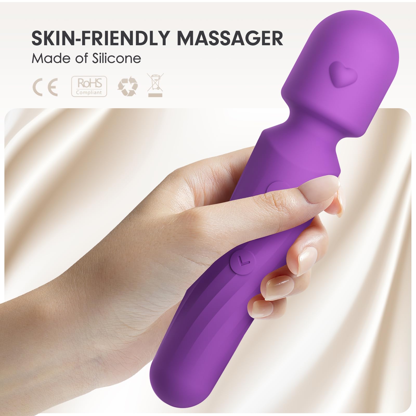 Electric Travel Massager, 10 Modes 5 Speed Powerful Silent Waterproof Handheld Neck Muscle Massage Tool (Lavender)