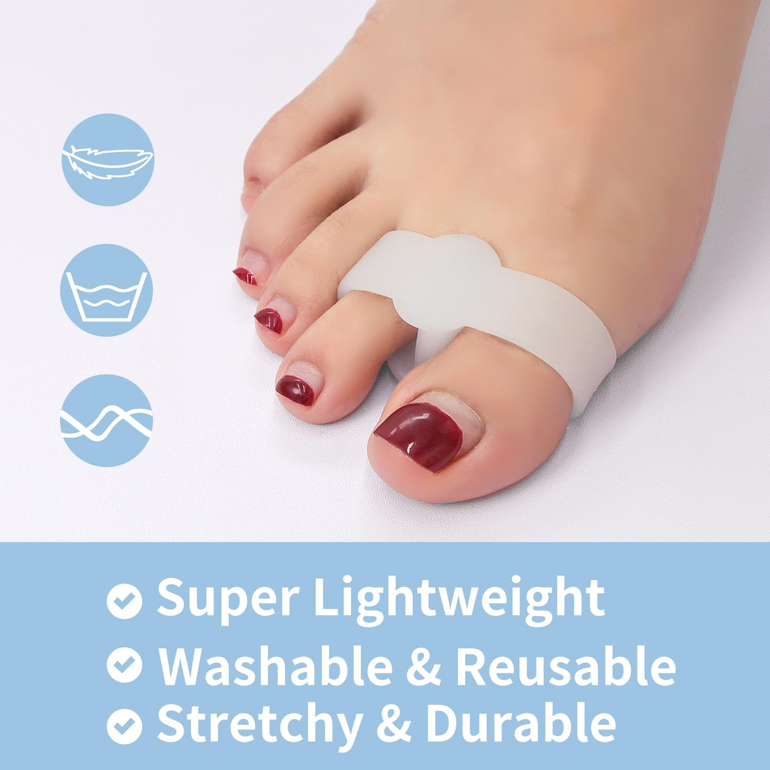 Zinyakon 12-Pack Bunion Corrector - Gel Toe Separators W/ 2 Loops, Big Toe Spacers for Women and Men, Toe Corrector and Straight