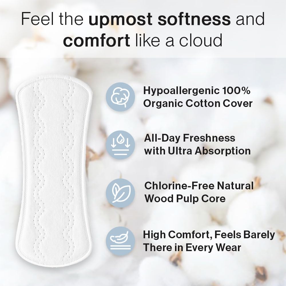 SANDIS Premium 100% Organic Panty Liners - Chemical Free Cotton Ultra Thin Liner for Women | Feminine Sanitary Napkins Unscented