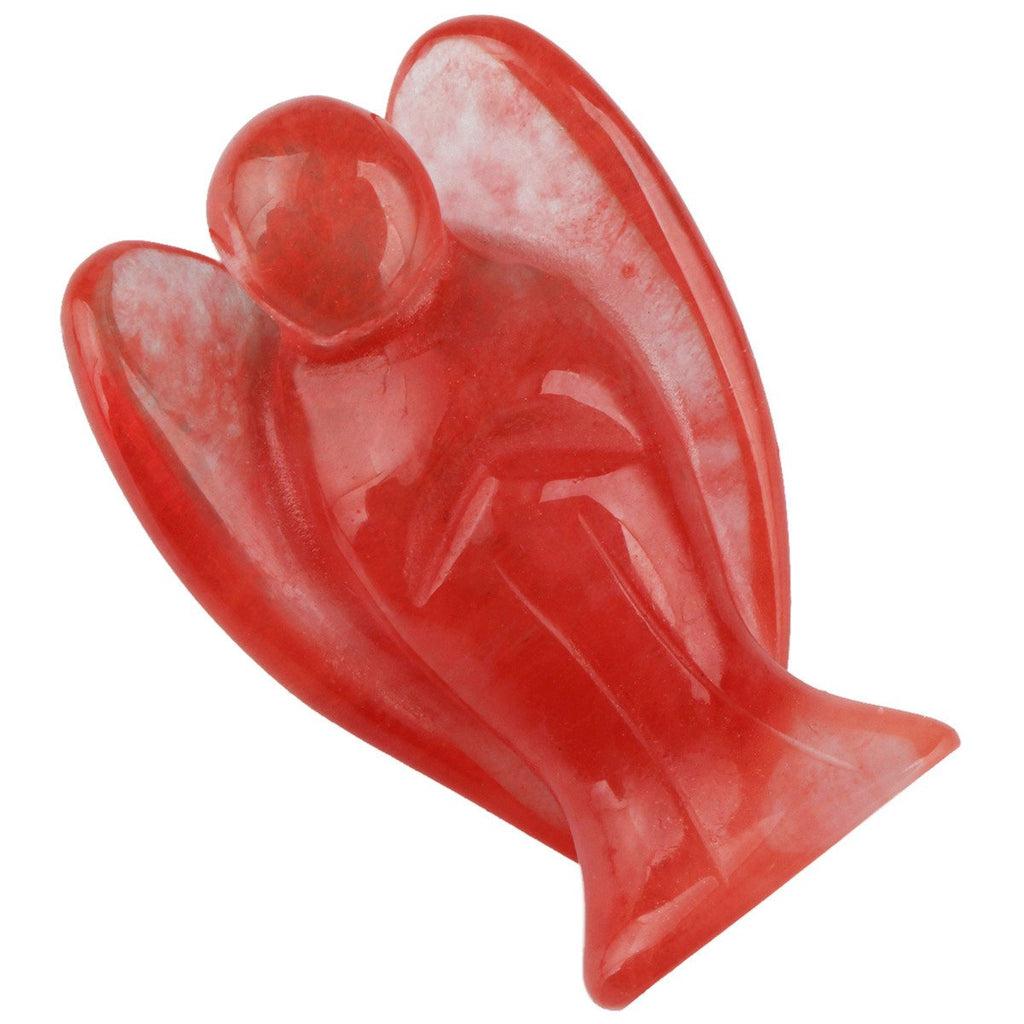 mookaitedecor Cherry Quartz Guardian Angel Figurines, Crystals Gemstone Carved Mini Statue for Love, Peace & Healing 1.5 inch