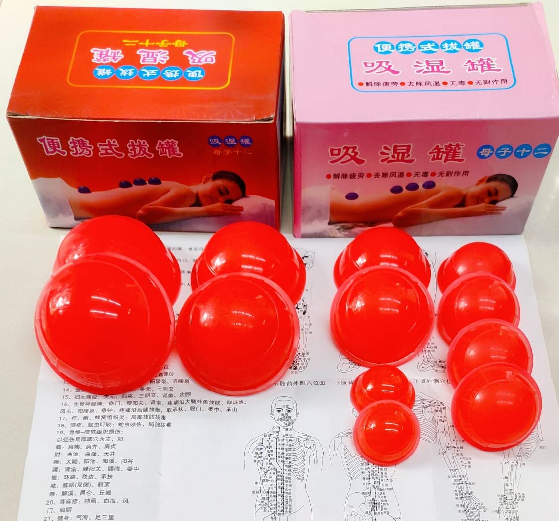 Acs 12Pcs/Set Moisture Anti Cellulite Vacuum Cupping Cup Silicone Family Facial Body Massage Therapy Cupping Cups Massager, Stan