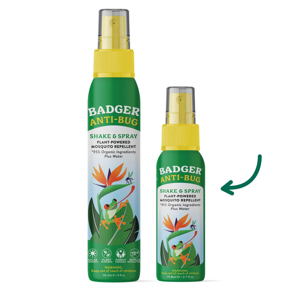 Badger Bug Spray Travel Size, Family Friendly All Natural Mosquito Repellent w/Organic Essential Oils, Smells Great, 3 Hours Eff