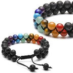 Top Plaza 7 Chakra Bracelet Natural Lava Rock Stones Beads Bracelets Aromatherapy Essential Oil Diffuser Bracelet Stress Relief