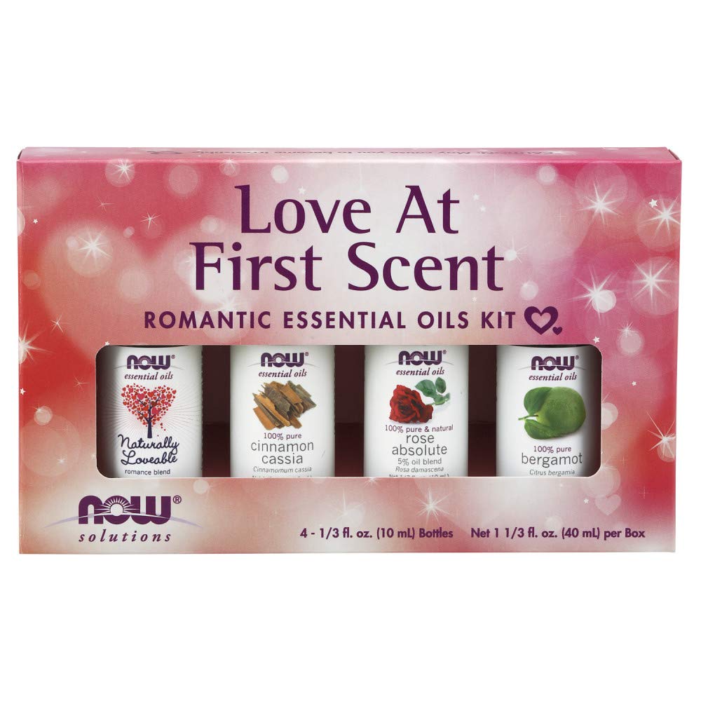NOW Essential Oils, Love at First Scent Aromatherapy Kit, 4x10ml Including Bergamot, Cinnamon Cassia, Rose Absolute and our Natu