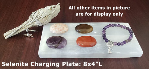 New Age Imports, Inc. ~ Premium Quality Selenite Charging Plate 8x4'' - Approx. 2 LBs. Great for Wicca, Reiki, Healing, Metaphys