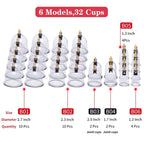 Cupping Therapy Set,32 Therapy Cups Cupping Set with Pump, Professional Chinese Acupoint Cupping Therapy Sets Hijama for Cupping