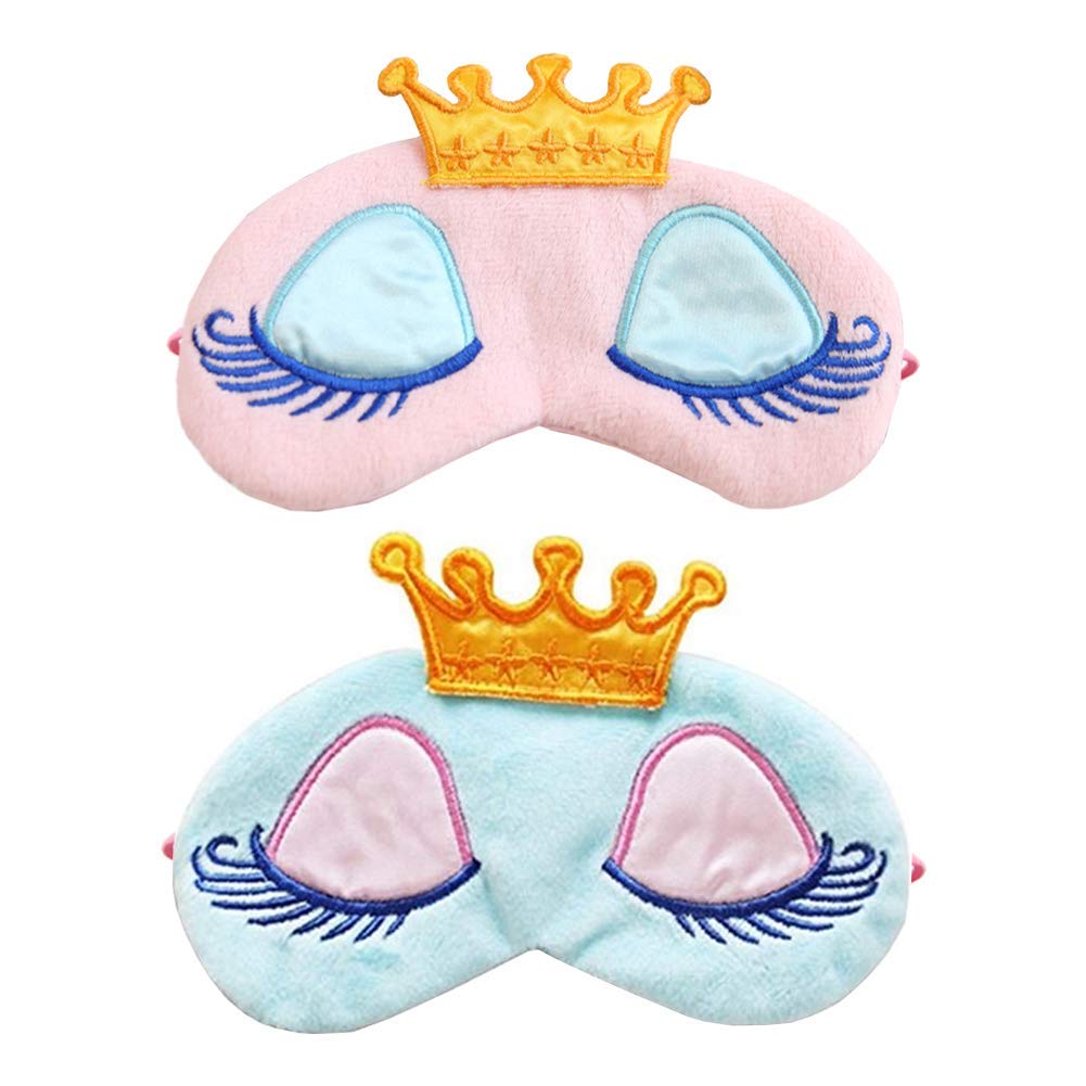 EleCharm 2-Pack Women Girl's Sleeping Eye Mask Princess Crown Eyelash Cosplay Blindfold Travel Party Eye Mask