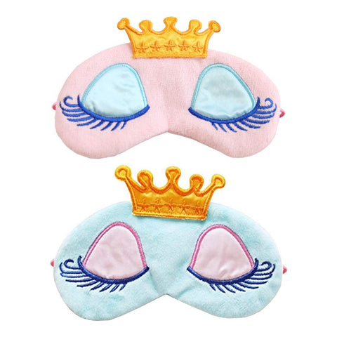 EleCharm 2-Pack Women Girl's Sleeping Eye Mask Princess Crown Eyelash Cosplay Blindfold Travel Party Eye Mask