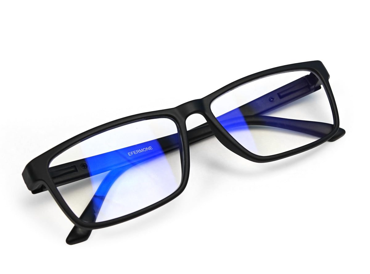 Efermone Blue Cut Computer Glasses With Antiglare For Eye Protection | Uv Protection (Zero Power,Blue Coated) (Black)