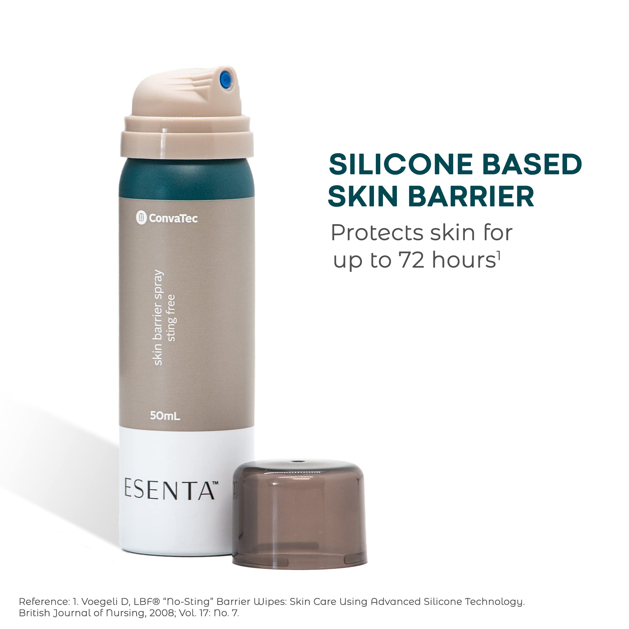 ConvaTec ESENTA Skin Barrier for Protection Around Stomas and Wounds, Silicone Based, Sting and Alcohol Free, 50 mL Spray Bottle