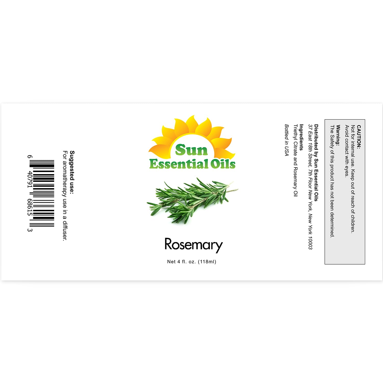 Sun Essential Oils 4oz - Rosemary Essential Oil - 4 Fluid Ounces - Sun Essential Rosemary Oil