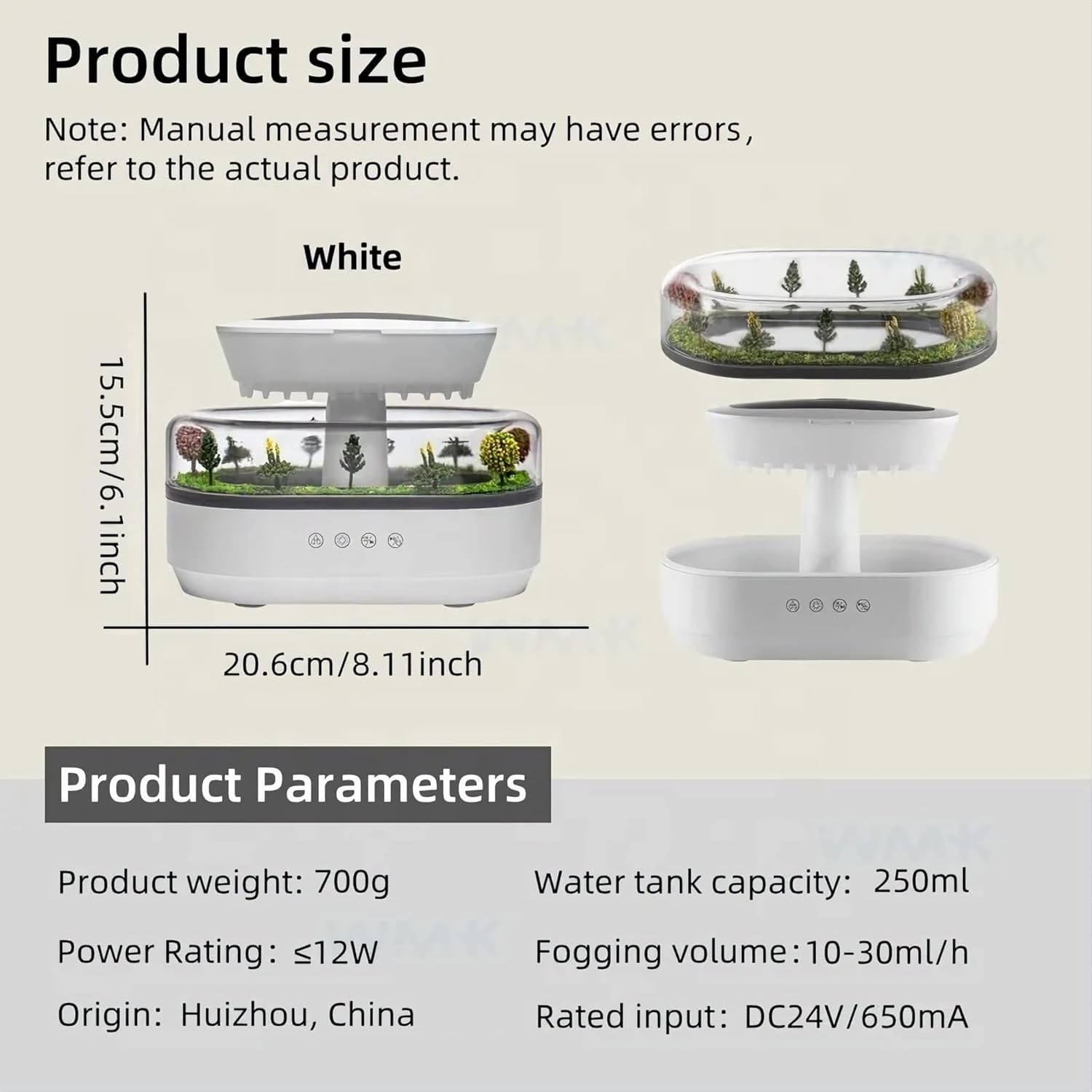 White Noise Zen Raining Cloud Night Light Aromatherapy Essential Oil Diffuser Micro Humidifier Desk Fountain Bedside Sleeping Re