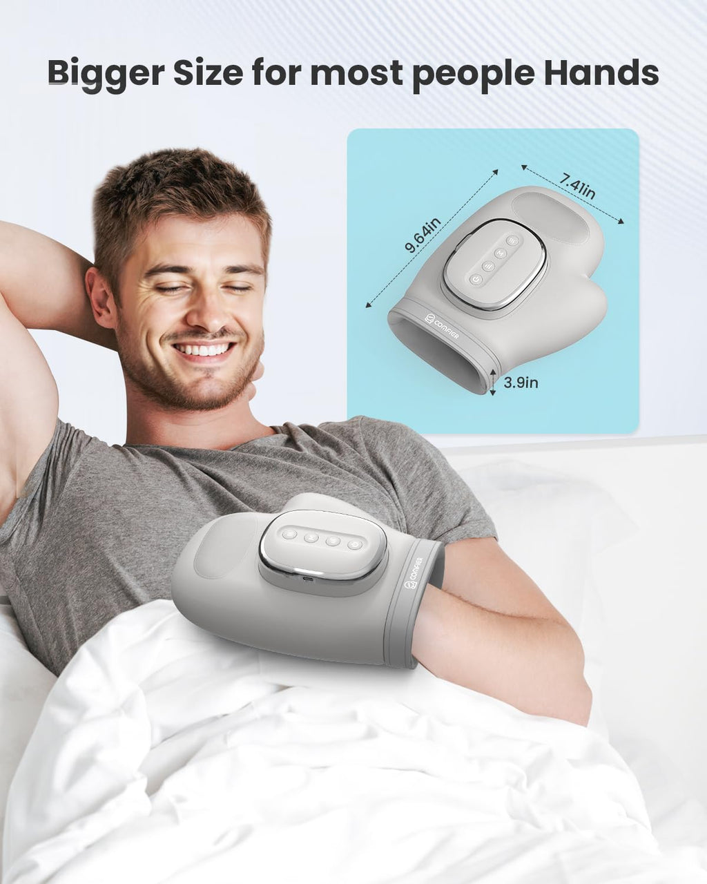 COMFIER Wireless Hand Massager with Heat and Compression,2025 Updated Larger Electric Finger Massage for Arthritis and Carpal Tu