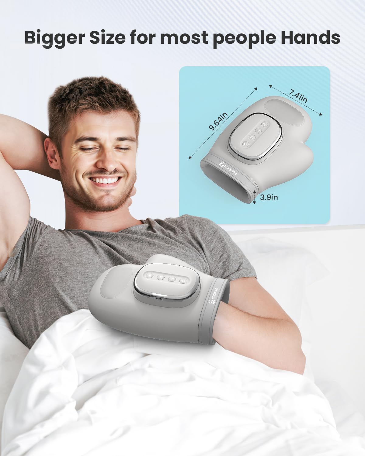 COMFIER Wireless Hand Massager with Heat and Compression,2025 Updated Larger Electric Finger Massage for Arthritis and Carpal Tu